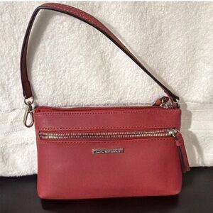 Dana Buchman Coral-Red Wristlet Clutch with Tassel Zip